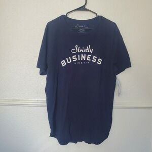 Kinetix Strictly Business Navy Blue Pima Cotton Graphic Tee Shirt Large